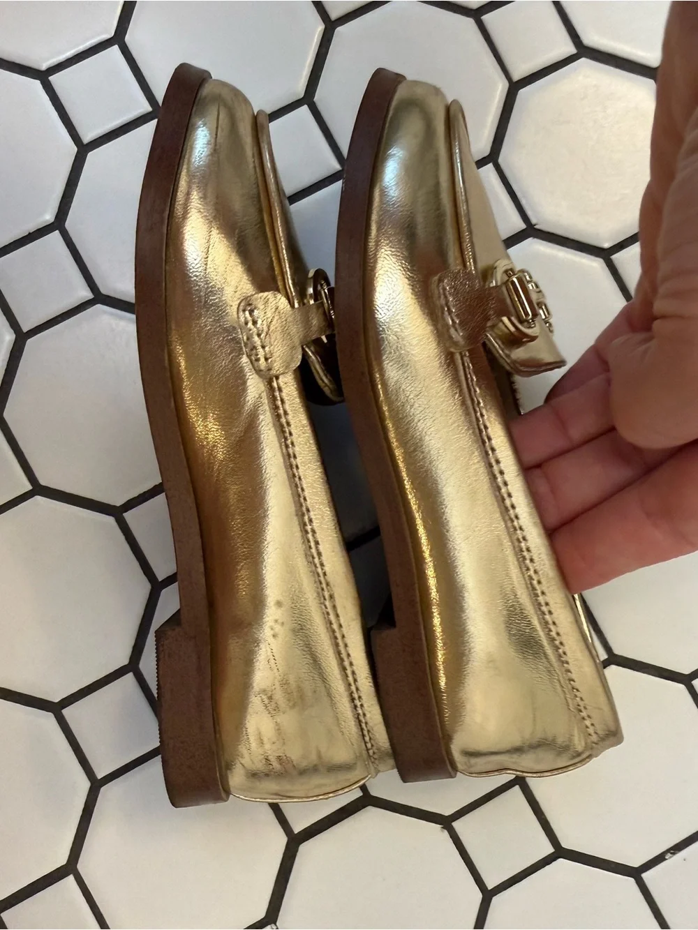 J. Crew Kids Metallic Gold Loafers with Bit Detail
